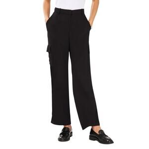 Halogen Wide Leg Cargo Pants in Rich Black Womens Plus 3X Utility Work Pants